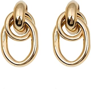 Gold Geometric Drop Dangle Earrings for Women Thick Chunky Long Link Dangle Earrings Jewelry Gift