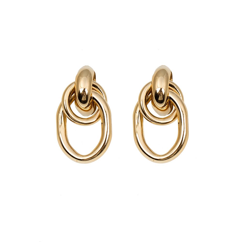 Gold Geometric Drop Dangle Earrings for Women Thick Chunky Long Link Dangle Earr