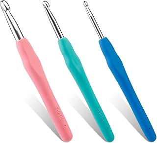 3 Sizes Crochet Hooks 4.0mm 5.5mm 8.0mm Crochet Hooks for Arthritic Hands | Ergonomic Crochet Hooks, 5.5 inch Long Color Soft Handle Smooth Knitting Needle for Knitting Sweaters, Scarves and Hats