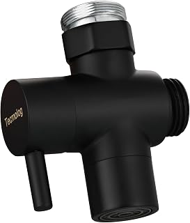 Tecmolog Brass Faucet Diverter Valve with Aerator and M22 to M24 Male Threaded Adapter, Black Faucet Splitter 3 Way Sink Diverter for Faucet, SBA021CB