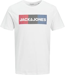 JACK&JONES Plus Men's JJECORP Logo Tee SS O-Neck Noos PS T-Shirt, White/Print:Large Print/Black, 4XL