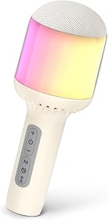 StageSound Bluetooth Karaoke Microphone, Wirelss Singing Mic for Kids | 6 Voice Effects, LED Lights, Support Android iPhone, Vocal Remove, Singing Recording, for Home Karaoke/Party/Gifts