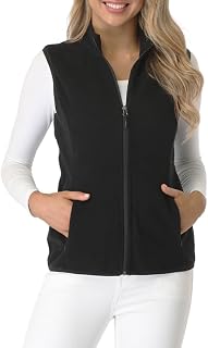 fuinloth Women's Sleeveless Fleece Gilet, Lightweight, with Stand-Up Collar and Zip Pockets