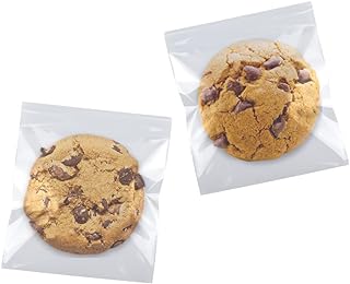 SUREHOME Cookie Bags Cellophane Clear Individual Treat for Cookies, 5x6 Inch Gift Giving Packaging, 100PCS Plastic Self Adhesive Wrappers Candy Bag