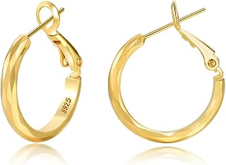 Sterling Silver Hoop Earrings Gold Silver Large Hoops Earring For Women 14K Real Gold Plated Big Thin Hoops Earring Hypoallergenic Circle Endless Hoop Earrings 20/30/40/50/60/70mm for women