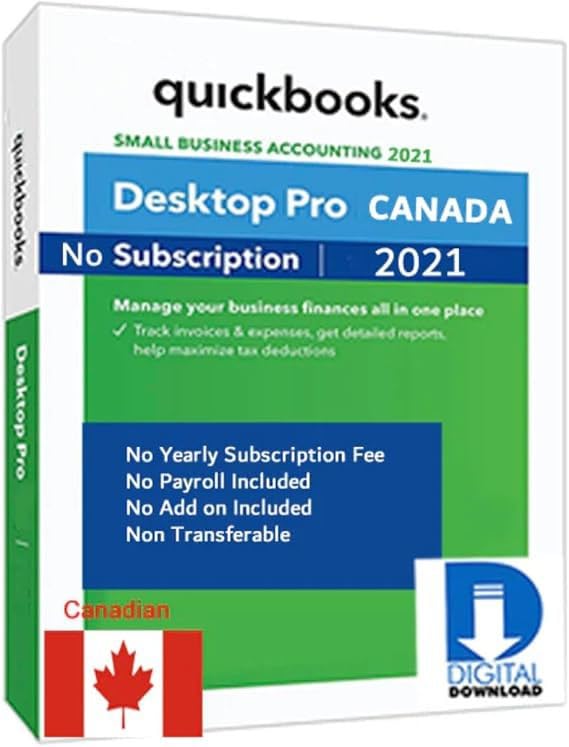 Quick - Books Desktop Pro 2021 | NO DVD | CANADA Version | LIFETIME License | Am