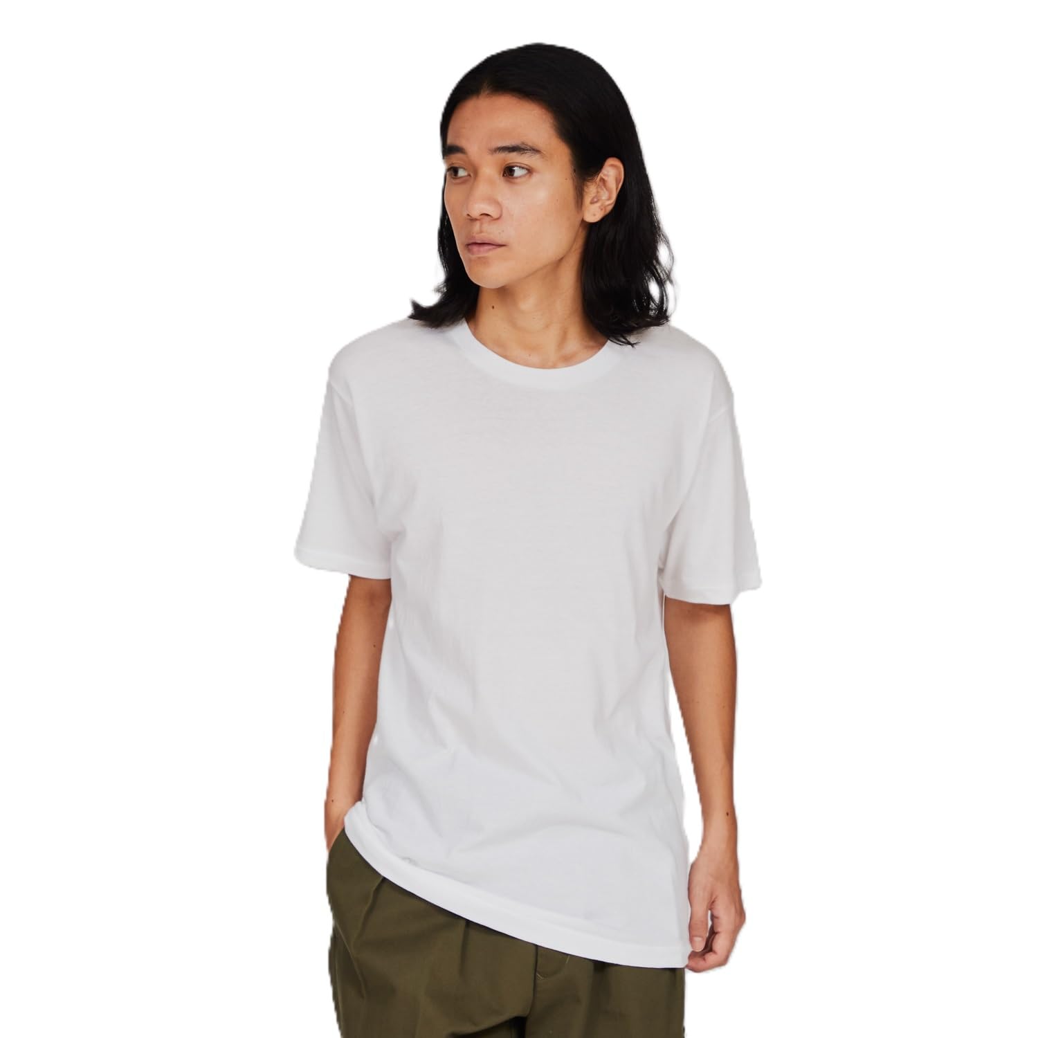 Hanes 赤ラベル Lot de 3 t-Shirts à Manches Courtes, 100% Coton, Doux au Toucher, col
