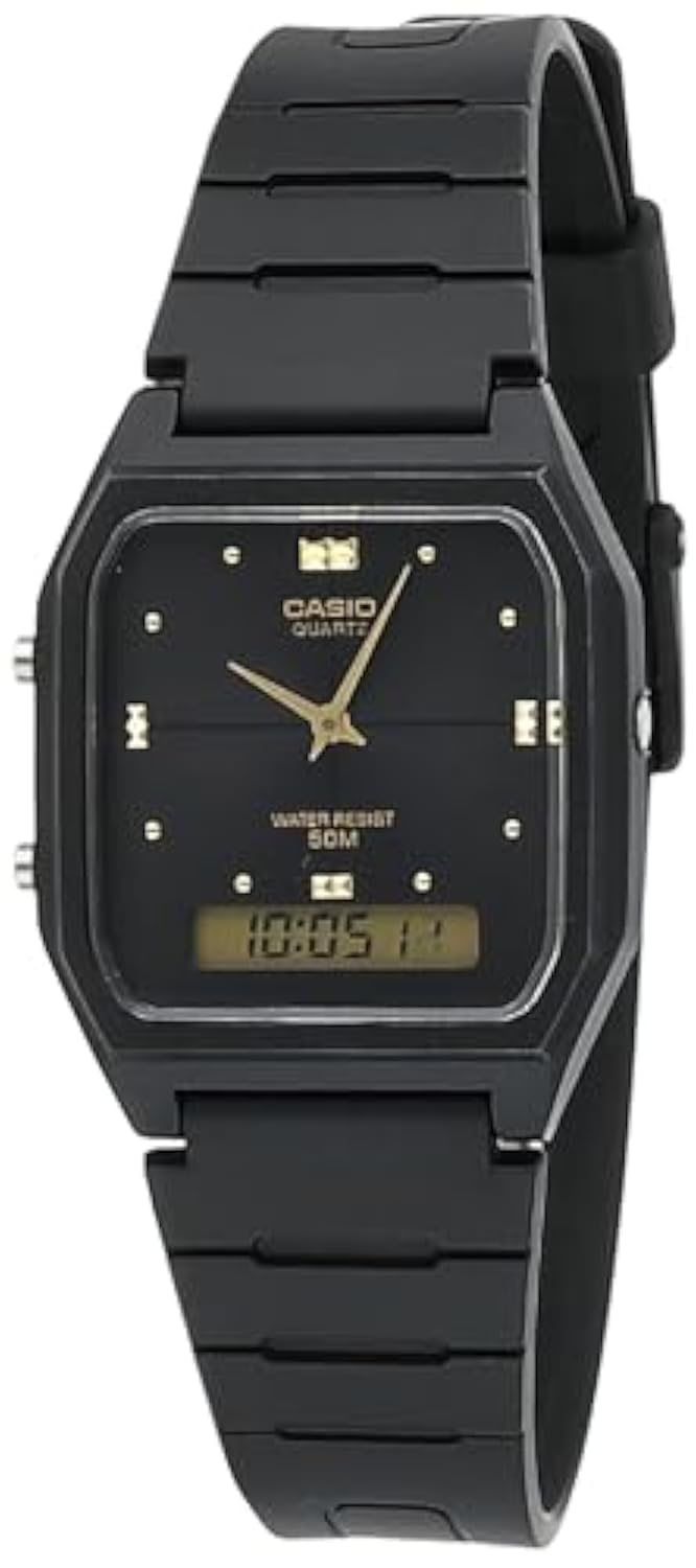 Casio #AW48HE-1AV Men's Black Resin Band Analog Digital Dual Time Zone Watch