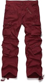 Aeslech Men's Cargo Work Combat Trousers, 8 Pockets Casual Military Outdoor Pants