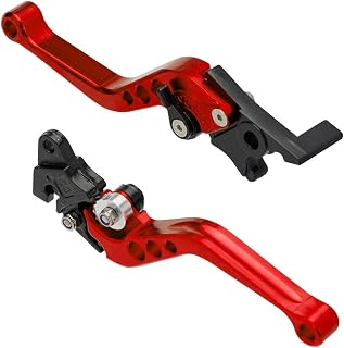 MOCNT 1 Pair Motorcycle Break Clutch Levers Adjustable 7/8" Handle Levers | Motorbike Brake Clutch Handle Lever 22mm Handlebar CNC Aluminum Clutch Drum Brake Lever Disc Brake Lever Motor Scooter Red