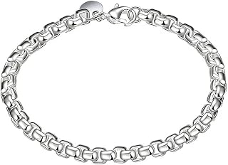 Handmade Sterling Silver Fashion Link Bracelet for Women Men, DIY Bracelet 8"