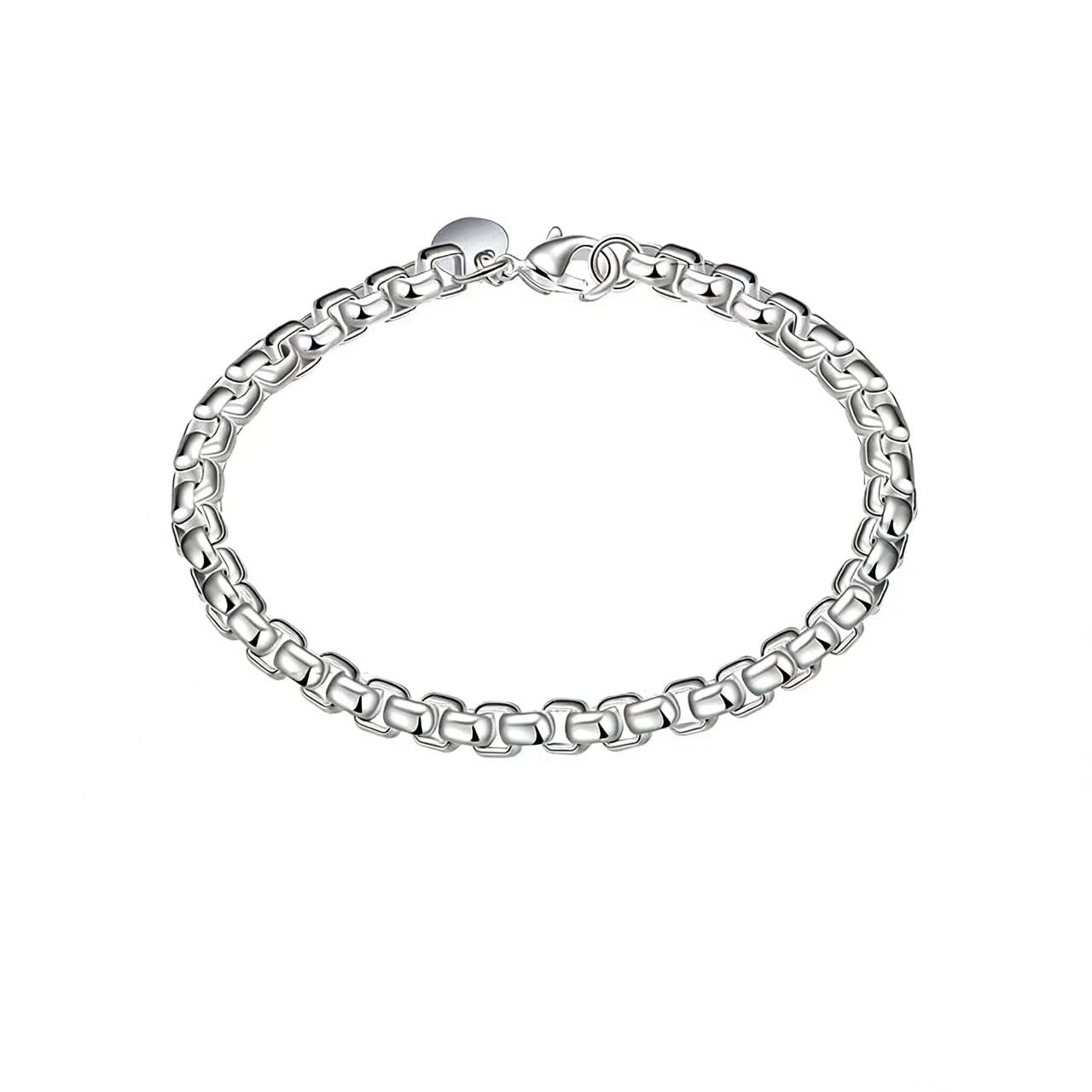 Handmade Sterling Silver Fashion Link Bracelet for Women Men, DIY Bracelet 8"
