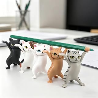 5 Pcs Cute Cats Funny Office Gifts Kawaii Desk Decor and Dancing Desk Pen Holder