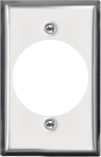 Micmi 2.12" Dia Single Hole Receptacle Outlet Metal WallPlate, 1-Gang Flush Mount Standard Size Wall Plate Cover, Corrosive Resistant, 4.5" x 2.75", Stainless Steel (Metal Wall Plate 1 Gang)