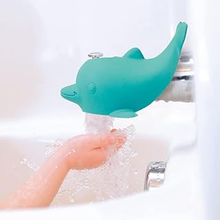 Nuby Bathtub Safety Spout Guard for Babies, Dolphin Shape | Protects Kids From Edges of Bath Faucet, Includes Adjustable Strap, Bathtime Water Spout Guard for Babies