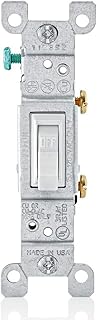 Leviton 15 Amp, 120 Volt, Toggle Framed Single-Pole AC Quiet Switch, Residential Grade, Grounding, 10-Pack, 1451-2WM, White