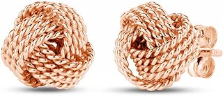 LeCalla 925 Sterling Silver Love-Knot Earring Stud Jewelry Italian Design Lightweight Twisted Love Knot Stud Earrings for Women