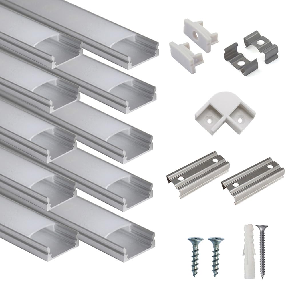 hunhun 10-Pack 3.3ft/1Meter U Shape LED Aluminum Channel System with Milky Cover