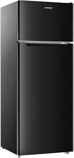 BANGSON 7.7 Cu.Ft Refrigerator with Top Freezer Apartment Size Black | Fridge for Small Spaces, Office, Energy Saving, Low Noise, Adjustable Thermostat