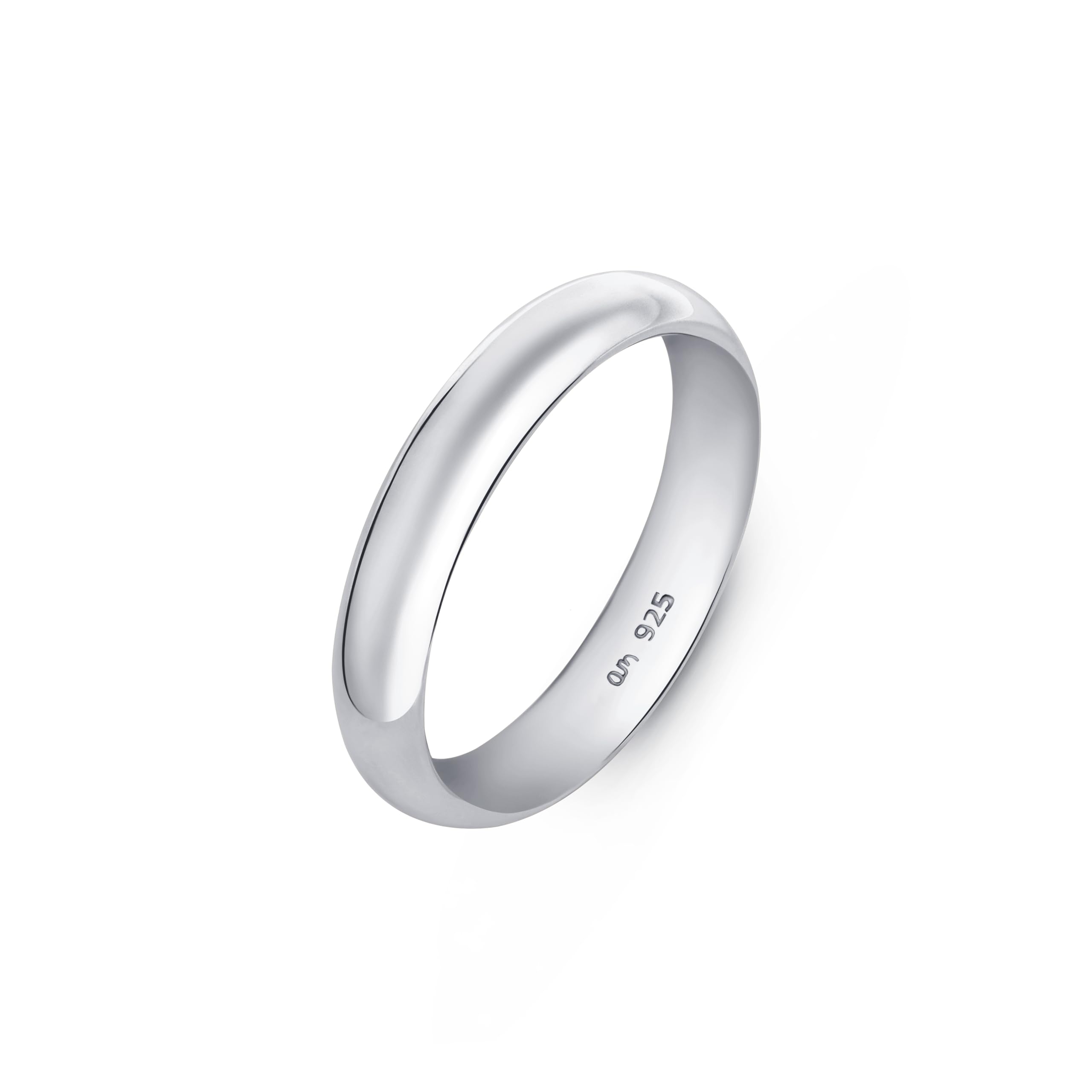 Amberta 925 Sterling Silver Wedding Band for Women Men, White Gold Rose Plated R