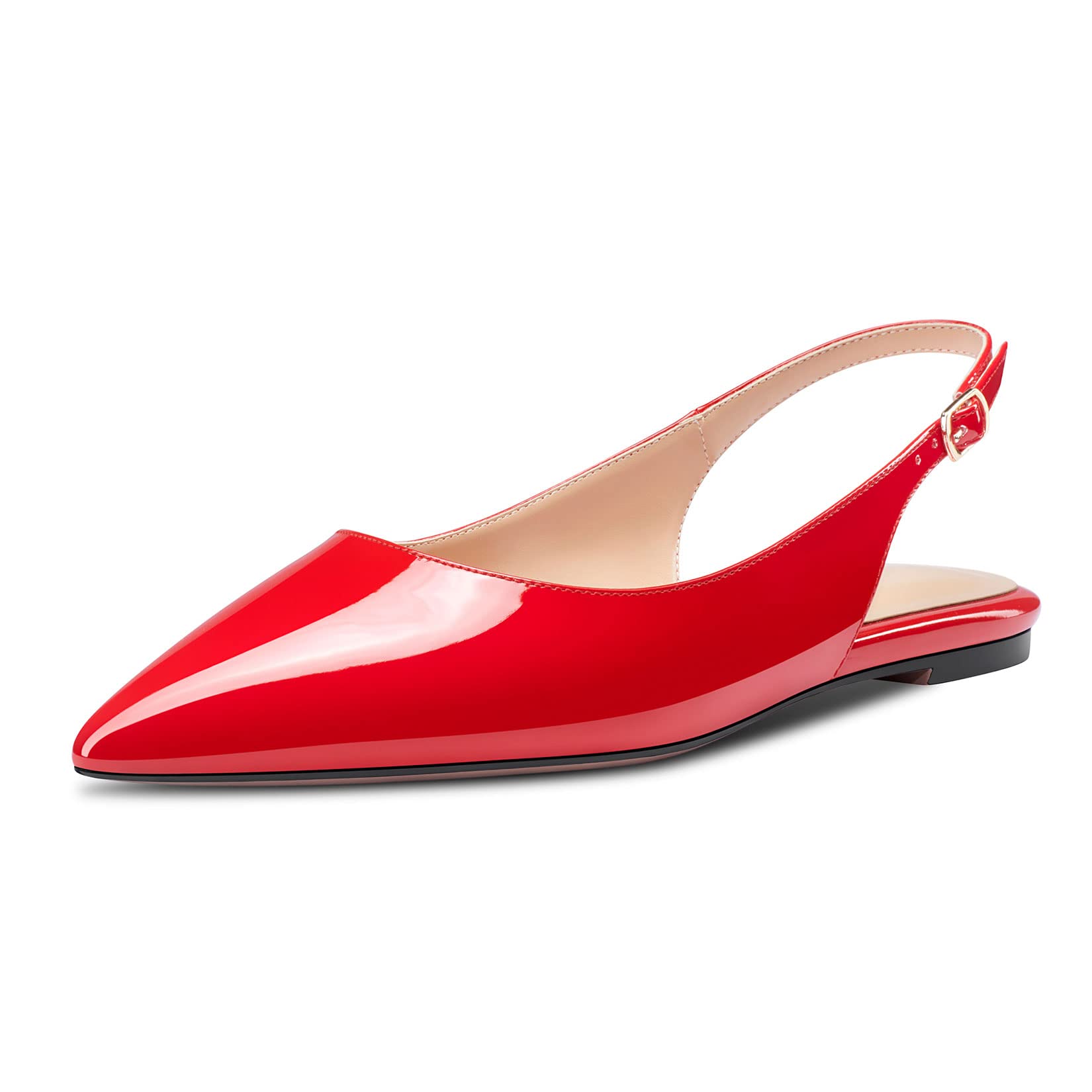 HDEUOLM Women's Flat Shoes Low Kitten Heel Lace Pumps Slip-on Slingback Office S