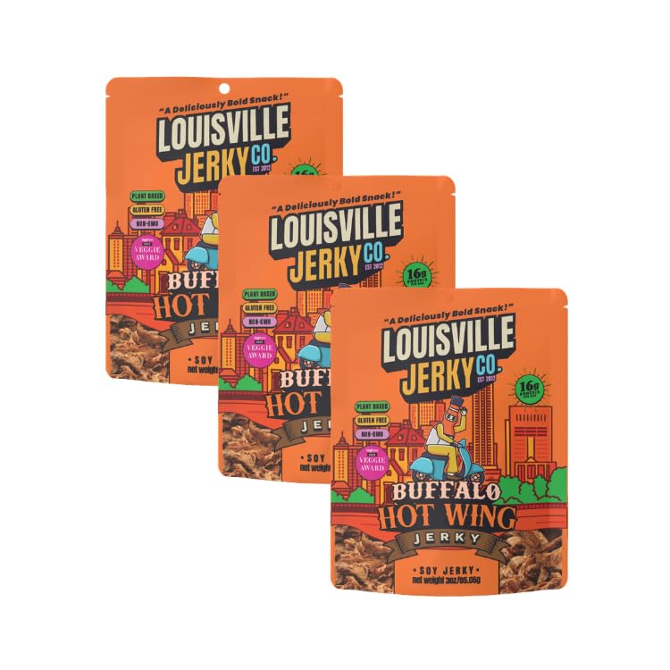 Louisville Vegan Jerky - Buffalo Hot Wing Vegan and Vegetarian Meat - Lip-Smacki