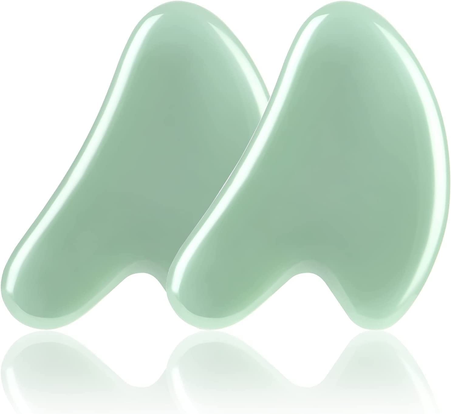 URAQT Gua Sha Massage Tool, 2 Pcs Natural Jade Gua Sha Board, Quartz Jade Stone 