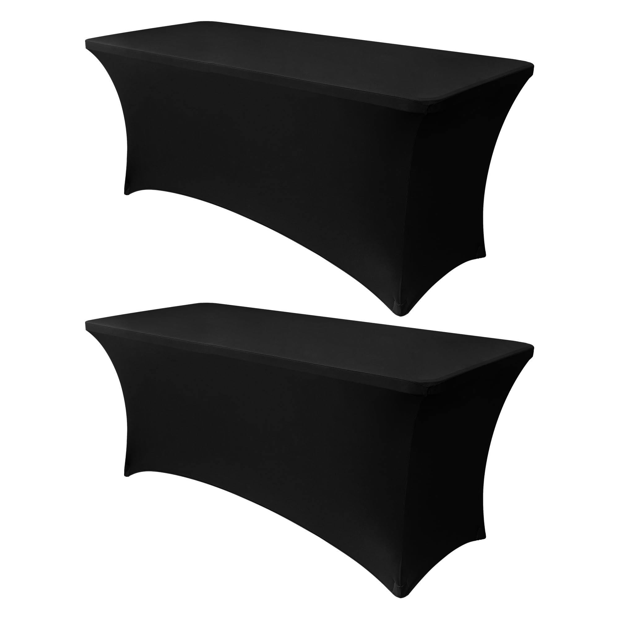 Obstal 6ft Stretch Black Spandex Table Cloth 2 Pack for Folding Tables | Univers