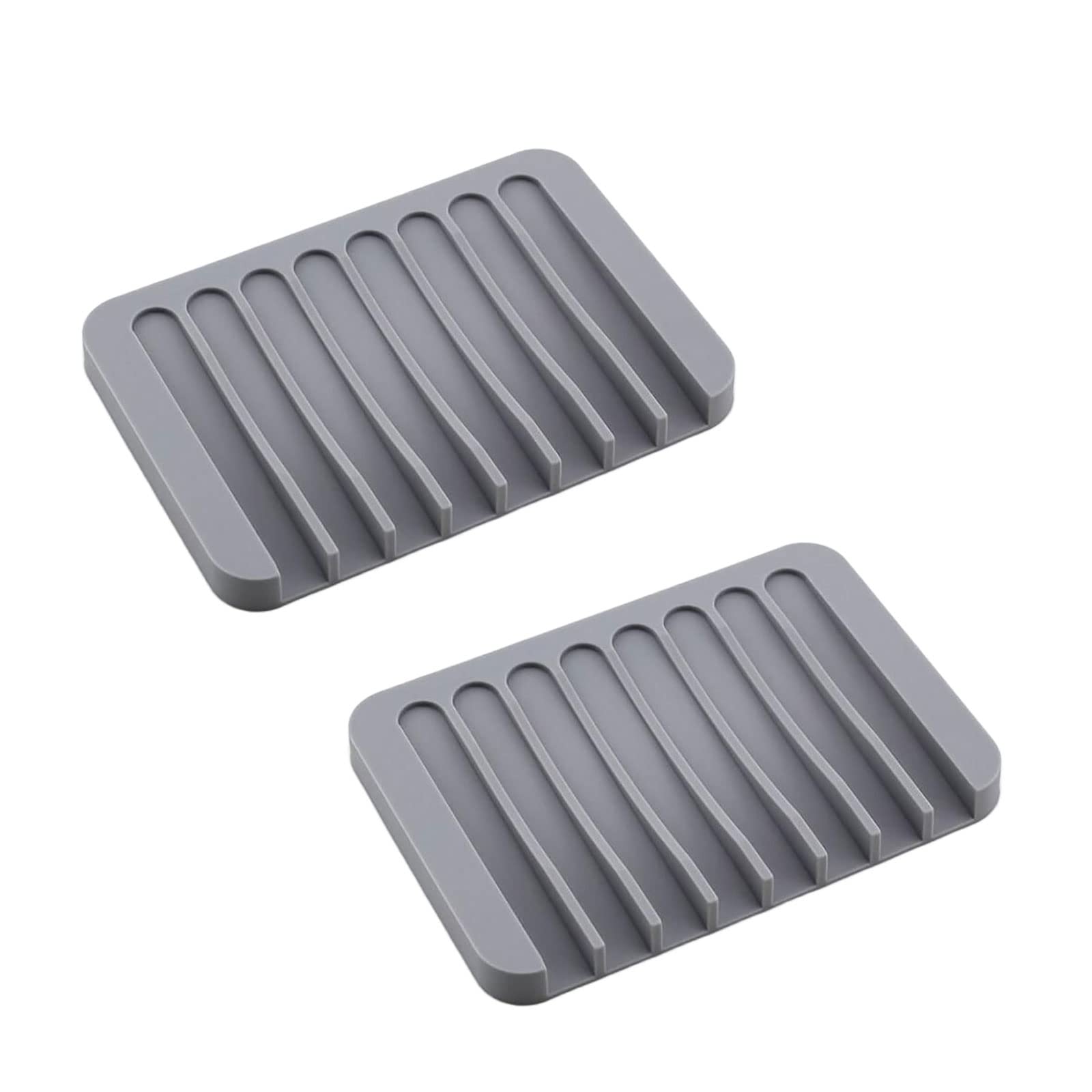 2 Pcs Self Draining Soap Dish Silicone Soap Saver Waterfall Drainer Soap Holder 