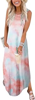 ANRABESS Womens Summer Maxi Dress Sleeveless Casual Sundress with Pockets
