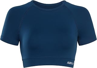 AUROLA Influence Crop Top Workout Shirts for Women Ultra Soft Seamless Fitness T-Shirts Short Sleeve Running Workout Tops