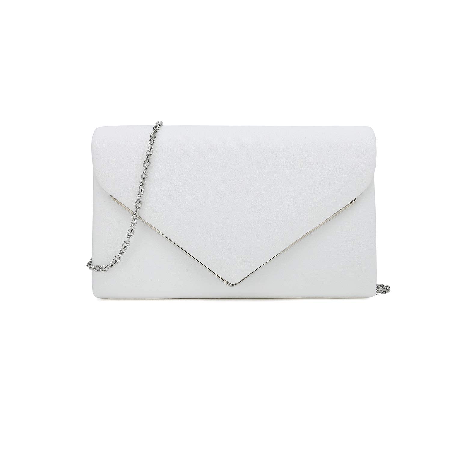 Faux Suede Clutch Bag Elegant Metal Binding Evening Purse for Wedding/Prom/Black