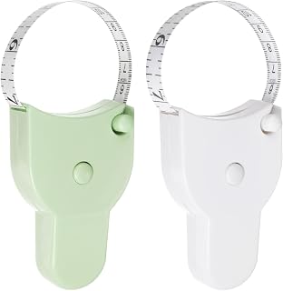 Generic 2pcs Body Measure Tape 60" 150cm Automatic Telescopic Tape Measure Retractable Measuring Tape with Lock Pin & Push-Button for Body Measurements, Sewing, Fabric, Cloth, Green, White