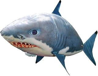 RC Flying Inflated Remote Control Flying Shark Remote Control Shark Balloon Air Swimmers Remote Flying Sharks Indoor Fun Blue (Blue)