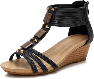 FRALOSHA Wedge Sandals for Women Summer Wedge Sandals Open Toe Casual Heel Sandals Beach Shoes Summer Shoes