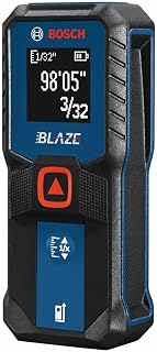 BOSCH GLM100-23 100 Ft Blaze Laser Distance Measure, with 2 AA Batteries | digital tape measure with laser, with backlit display, 1/16 in accuracy, 100 ft measuring range, and includes 2 AA batteries