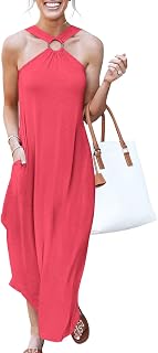 ANRABESS Women's Summer Dress Halter Neck Sleeveless Maxi Dresses