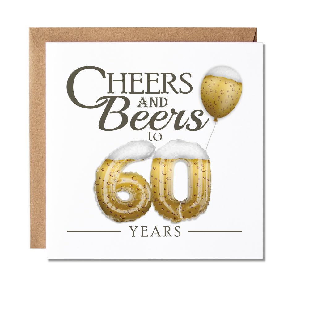 Maise & Rose 60th Birthday Card For Men 6 Cheers & Beers To 60 Years P187 | Funn