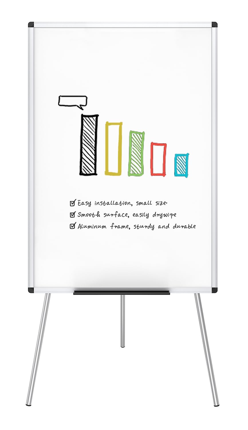 VIZ-PRO Whiteboard Easel, 36 x 24 Inches, Portable Tripod Dry Erase Board | 3' x