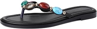 Jeweled Thong Flip Flops for Women Beach Flat Sandals