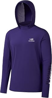 Bassdash UPF 50+ Men’s UV Sun Protection Long Sleeve Performance Fishing Hoodie Hooded Shirts