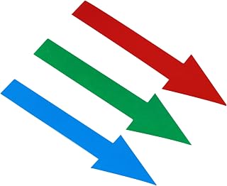 Arrow Sticker 6" x 2" Pack of 18 PVC Self Adhesive Waterproof Floor Wall Signage Arrow Sign for Road Instructions, Red/Blue/Green