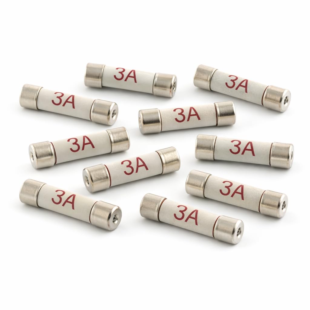 JD Brands 3A Fuse 10 Pack | 3 Amp BS1362 Plug Fuses | Ceramic Cartridge Fuses fo