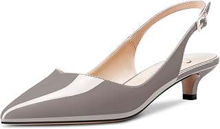 CASTAMERE Women's Low Kitten Heel Pointed Toe Slingback Pumps Cute Dress Office Sandals Sexy 3.5 CM Heels