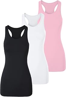 TAIPOVE Women's Racerback Tank Top Long Camisole Sleeveless Yoga Shirts Workout Tops Pack of 3