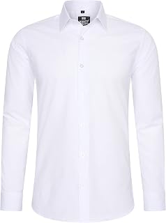 Rusty Neal Men's Shirt Premium Slim Fit Long Sleeve Stretch Contrast Shirt Business Shirts Casual Shirt