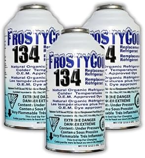 FrostyCool 134 AC Refrigerant Replacement R134a R12 Compatible, 6oz/3 Pack | Environment-Friendly Hydrocarbon-Blend Lowers Head Pressure, Provides Lasting Cooling, Compatible with Lubricants and Seals