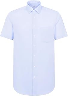 Seidensticker Men's Business Shirt - Regular fit - Non-Iron - Kent Collar - Short Sleeves - 100% Cotton