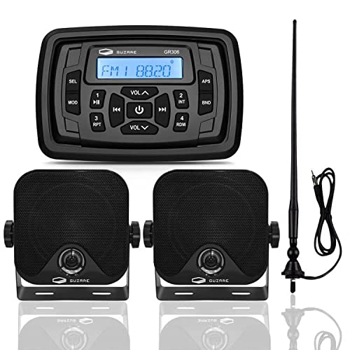 GUZARE Boats Marine Radio Bluetooth and Speakers Audio System Package - Waterpro