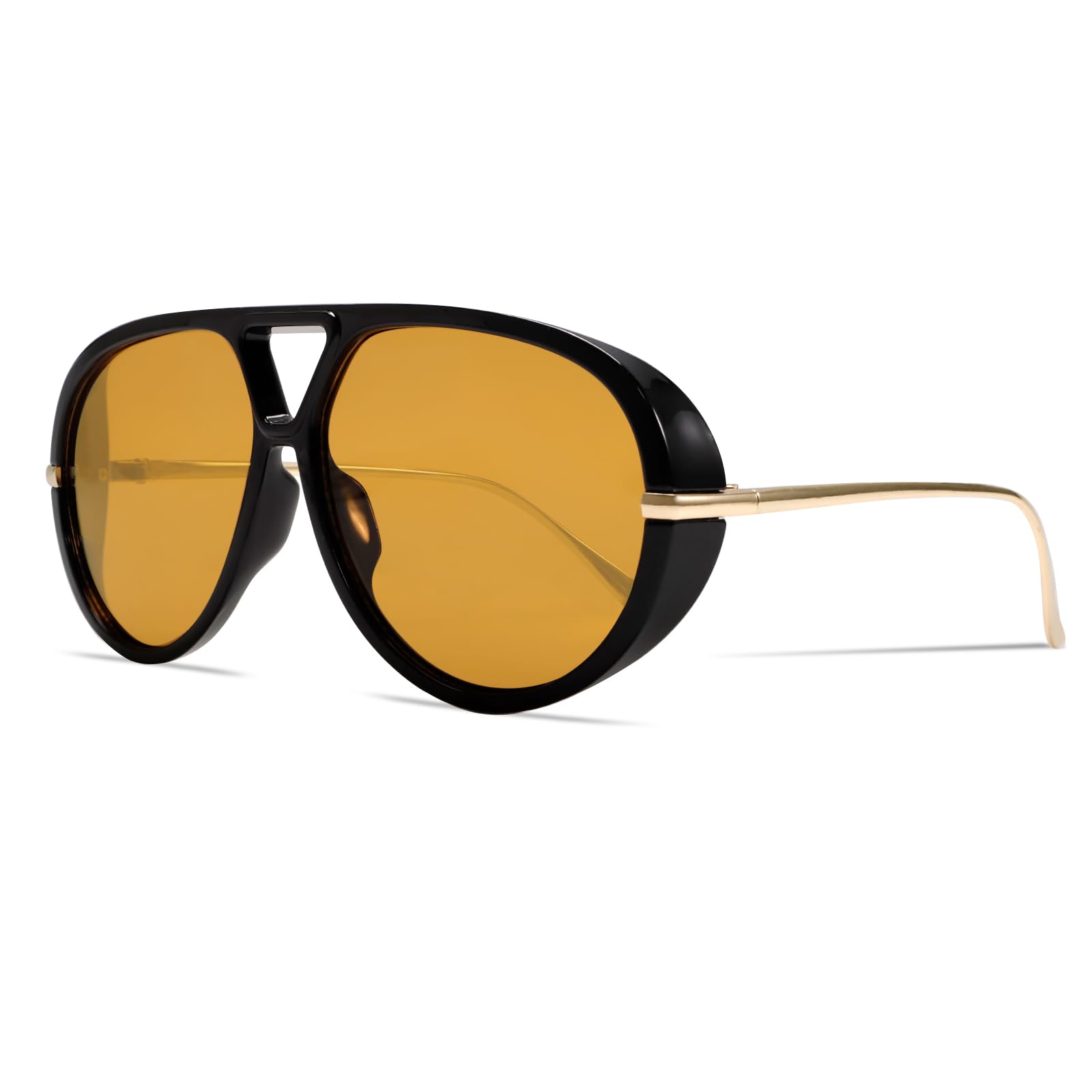 GUVIVI Retro Gold Pilot Sunglasses for Women Men Oversized 70s Sun Glasses